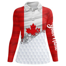 Load image into Gallery viewer, Womens golf polo shirts custom Canadian Flag white golf ball skin patriotic golf attire for ladies NQS7946