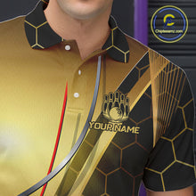 Load image into Gallery viewer, Custom Black and Gold Bowling Polo, Quarter Zip Shirts For Men, Bowling Team League Jersey NQS10346