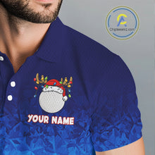 Load image into Gallery viewer, Blue Ice pattern Mens Christmas Golf Shirts Custom Golf clothes For Men, Christmas gifts NQS10970