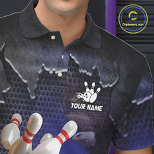 Load image into Gallery viewer, Eagle Bowling Polo, Quarter Zip Shirts for Men Custom Team Bowling jerseys, gift for bowlers | Blue NQS10972