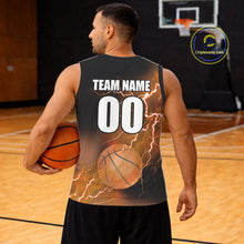 Load image into Gallery viewer, Custom orange lightning thunder Basketball Team Jersey, personalized All Over Print Basketball Shirts NQS11354