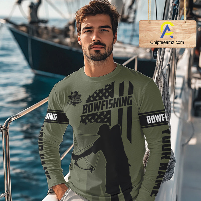 Redfish hunter bowfishing American flag Custom UV sun protection Long sleeve Fishing Shirts jerseys NQS9618