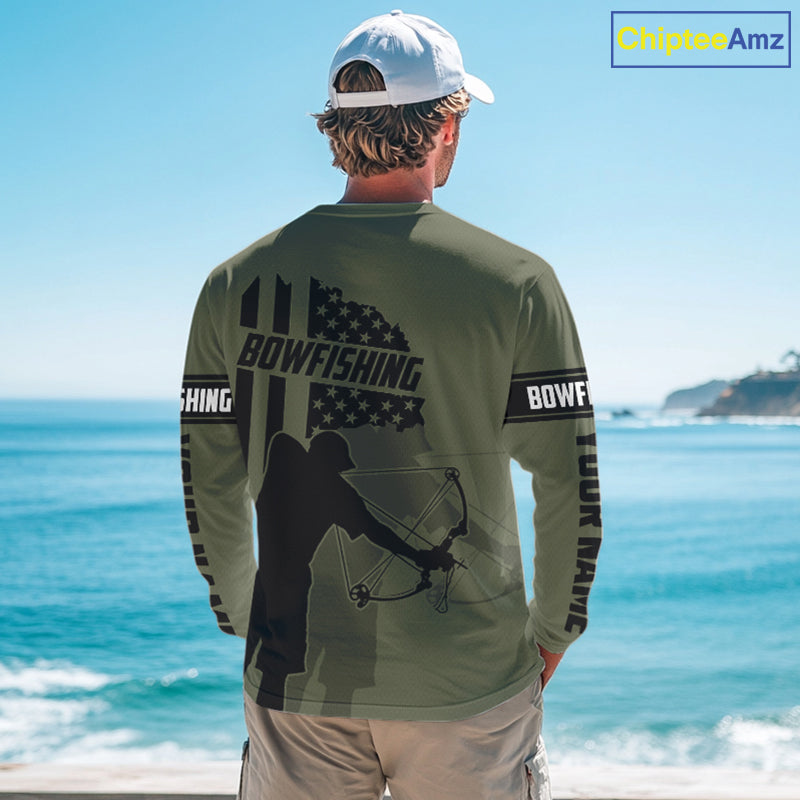 Redfish hunter bowfishing American flag Custom UV sun protection Long sleeve Fishing Shirts jerseys NQS9618