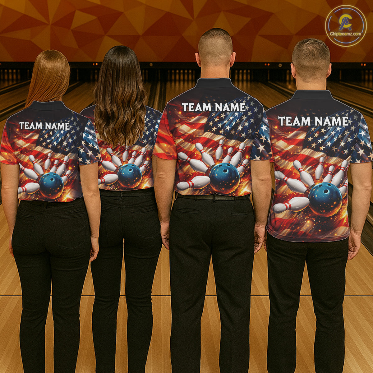 American Flag Bowling Ball and pins Bowling Shirts for Men Custom Patriotic Bowling Team jerseys NQS11698