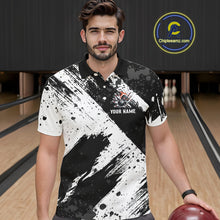Load image into Gallery viewer, Black and White camo Flame Skull Bowling Shirts For Men Custom Bowling Team Jersey bowlers outfit NQS9795