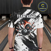 Load image into Gallery viewer, Black and White camo Flame Skull Bowling Shirts For Men Custom Bowling Team Jersey bowlers outfit NQS9795