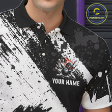 Load image into Gallery viewer, Black and White camo Flame Skull Bowling Shirts For Men Custom Bowling Team Jersey bowlers outfit NQS9795