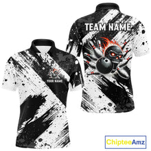 Load image into Gallery viewer, Black and White camo Flame Skull Bowling Shirts For Men Custom Bowling Team Jersey bowlers outfit NQS9795