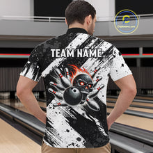 Load image into Gallery viewer, Black and White camo Flame Skull Bowling Shirts For Men Custom Bowling Team Jersey bowlers outfit NQS9795