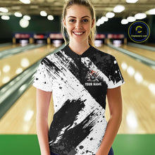 Load image into Gallery viewer, Black and White camo Flame Skull Bowling Shirts For Women Custom Bowling Team Jersey bowlers outfit NQS9795