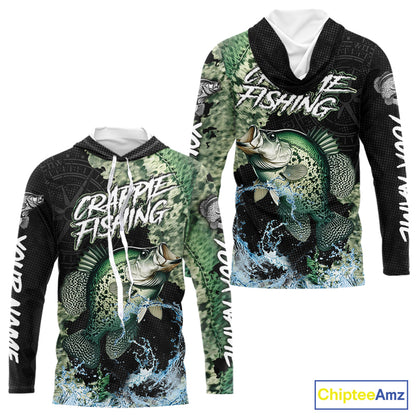 Personalized Crappie Fishing green scales compass fishing shirts Custom tournament fishing jerseys NQS11154