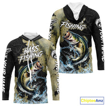 Load image into Gallery viewer, Personalized Largemouth Bass Fishing scales compass fishing shirts Custom tournament fishing jerseys NQS11155
