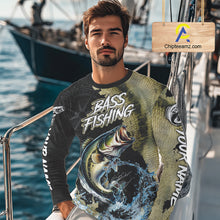 Load image into Gallery viewer, Personalized Largemouth Bass Fishing scales compass fishing shirts Custom tournament fishing jerseys NQS11155