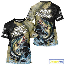 Load image into Gallery viewer, Personalized Largemouth Bass Fishing scales compass fishing shirts Custom tournament fishing jerseys NQS11155