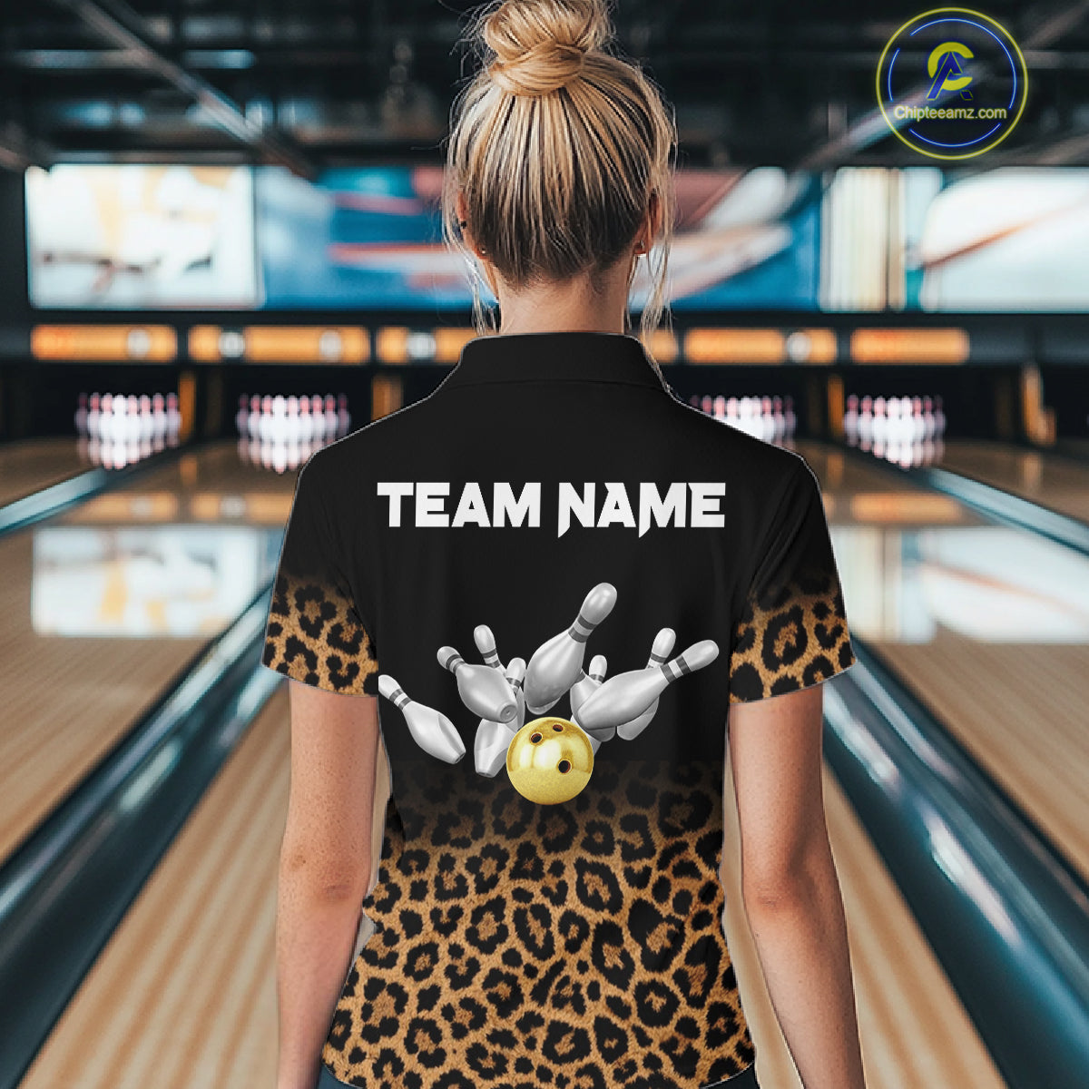 Custom Leopard Bowling Polo, Quarter Zip Jerseys for Women, Personalized Leopard Bowling Team shirts NQS11570