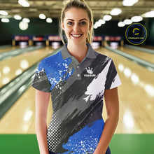Load image into Gallery viewer, Blue Grunge pattern Bowling Team Shirt For Women Custom Bowling jersey Uniform Bowler Outfits NQS10041