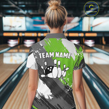 Load image into Gallery viewer, Green Grunge pattern Bowling Team Shirt For Women Custom Bowling jersey Uniform Bowler Outfits NQS10042