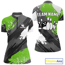 Load image into Gallery viewer, Green Grunge pattern Bowling Team Shirt For Women Custom Bowling jersey Uniform Bowler Outfits NQS10042