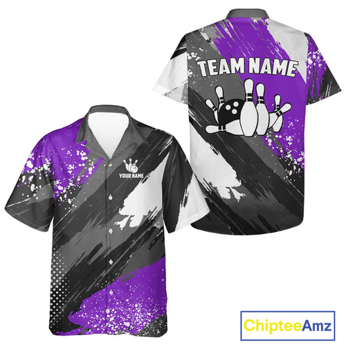 Purple Grunge pattern Bowling Team Hawaiian Shirt Custom Bowling Uniform Bowler Outfits NQS10043