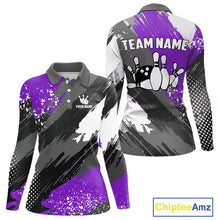 Load image into Gallery viewer, Purple Grunge pattern Bowling Team Shirt For Women Custom Bowling jersey Uniform Bowler Outfits NQS10043