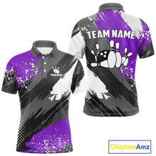 Load image into Gallery viewer, Purple Grunge pattern Bowling Team Shirt For Men Custom Bowling jersey Uniform Bowler Outfits NQS10043
