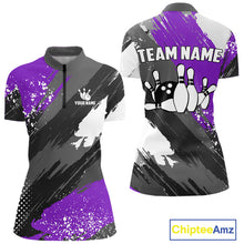 Load image into Gallery viewer, Purple Grunge pattern Bowling Team Shirt For Women Custom Bowling jersey Uniform Bowler Outfits NQS10043
