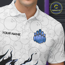 Load image into Gallery viewer, Black and White Camo Bowling Shirts For Men Custom Bowling Team League Jerseys | Blue NQS10561