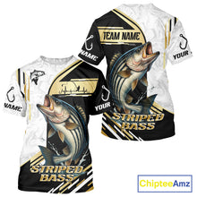 Load image into Gallery viewer, Personalized Striped Bass fishing shirts Custom sun protection striper fishing team jerseys | Gold NQS11159