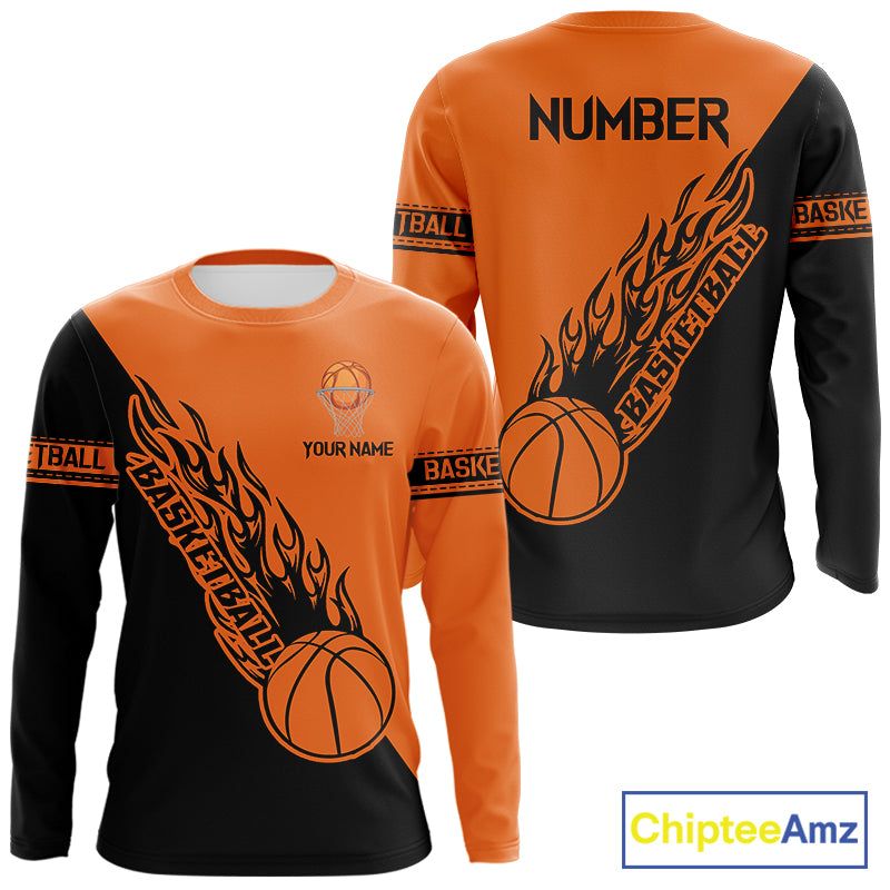 Black and Orange Flame Basketball shirts custom name and number Basketball team jerseys NQS11365