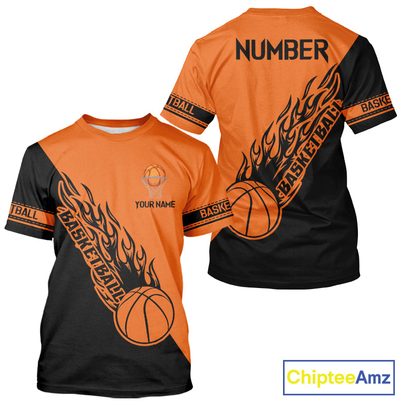 Black and Orange Flame Basketball shirts custom name and number Basketball team jerseys NQS11365