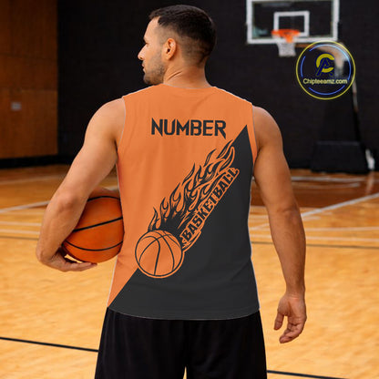 Black and Orange Flame Basketball shirts custom name and number Basketball team jerseys NQS11365