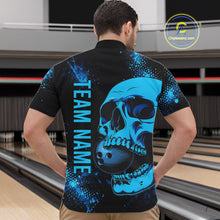 Load image into Gallery viewer, Black and Blue Skull bowling shirts for men Custom Skull team bowling shirts uniforms, bowling outfit NQS11573