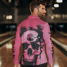 Load image into Gallery viewer, Pink Skull Bowling Polo, Quarter Zip Shirts for Men Custom Skull Bowling Team Shirts Uniform NQS9623