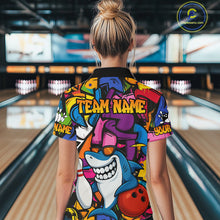 Load image into Gallery viewer, Funny Shark Bowling Shirts For Women Custom Colorful Shark Bowling outfit, Team Bowling Jersey NQS9815