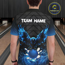 Load image into Gallery viewer, Mens bowling shirts Custom blue lightning thunder Eagle Bowling Team Jersey, gift for team Bowlers NQS10049