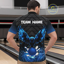 Load image into Gallery viewer, Mens bowling shirts Custom blue lightning thunder Eagle Bowling Team Jersey, gift for team Bowlers NQS10049