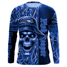 Load image into Gallery viewer, Fish reaper fishing blue camo UV protection custom fishing shirts, fishing shirts NQS2444