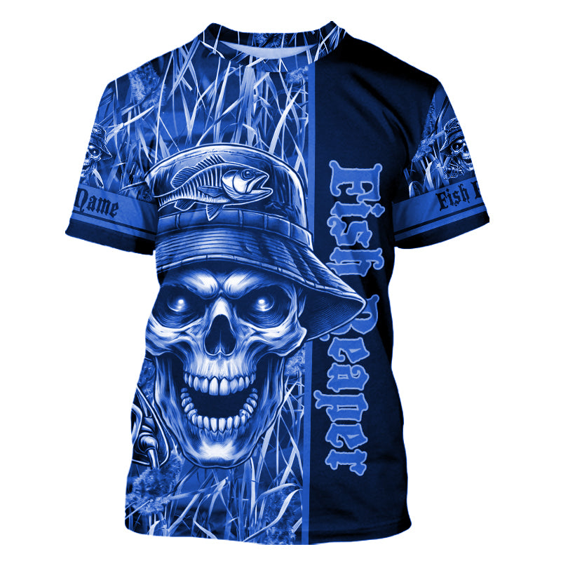 Fish reaper fishing blue camo UV protection custom fishing shirts, fishing shirts NQS2444