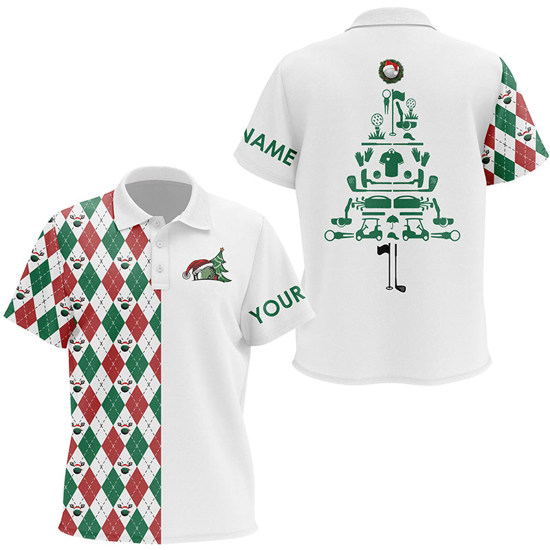 Funny Christmas Kid golf polo shirts custom Christmas tree golf icons, Christmas golf gifts NQS4252
