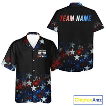 Load image into Gallery viewer, Personalized Red, White and Blue Stars Pattern Bowling Team Hawaiian Shirts Patriotic Bowling Gifts NQS11169