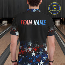 Load image into Gallery viewer, Personalized Red, White and Blue Stars Pattern Bowling Team Shirts For Men Patriotic Bowling Gifts NQS11169