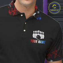 Load image into Gallery viewer, Personalized Red, White and Blue Stars Pattern Bowling Team Shirts For Men Patriotic Bowling Gifts NQS11169