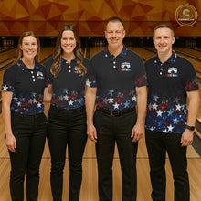 Load image into Gallery viewer, Personalized Red, White and Blue Stars Pattern Bowling Team Shirts For Men Patriotic Bowling Gifts NQS11169