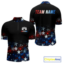 Load image into Gallery viewer, Personalized Red, White and Blue Stars Pattern Bowling Team Shirts For Men Patriotic Bowling Gifts NQS11169