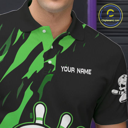 Black and Green Skull Bowling Shirts for Men Custom Team bowling jersey, gift for bowlers NQS11709