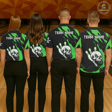 Load image into Gallery viewer, Black and Green Skull Bowling Shirts for Men Custom Team bowling jersey, gift for bowlers NQS11709