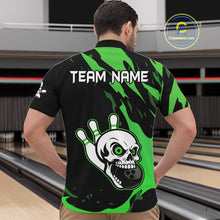 Load image into Gallery viewer, Black and Green Skull Bowling Shirts for Men Custom Team bowling jersey, gift for bowlers NQS11709
