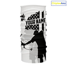 Load image into Gallery viewer, Carp hunter bowfishing black &amp; white American flag Custom UV sun protection Long sleeve Fishing Shirt NQS9817