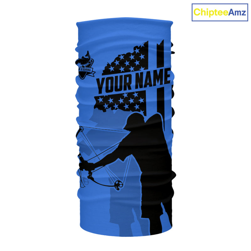 Carp hunter bowfishing black and blue American flag Custom UV sun protection Long sleeve Fishing Shirt NQS9818