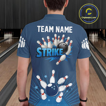 Load image into Gallery viewer, Strike Bowling Polo, Quarter-Zip Shirts For Men Custom Bowling Team Jerseys Bowlers Outfit | Blue NQS9926